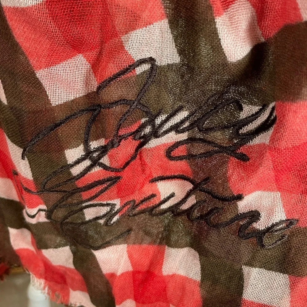 Oversized Juice Couture Red and Brown Checkered Scarf